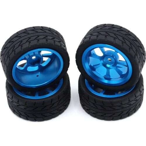 65mm Metal Wheel Rim + High Grip Rubber Tires Tyres for Wltoys 144001 A959 A959-B 124019 124018 RC Car Parts