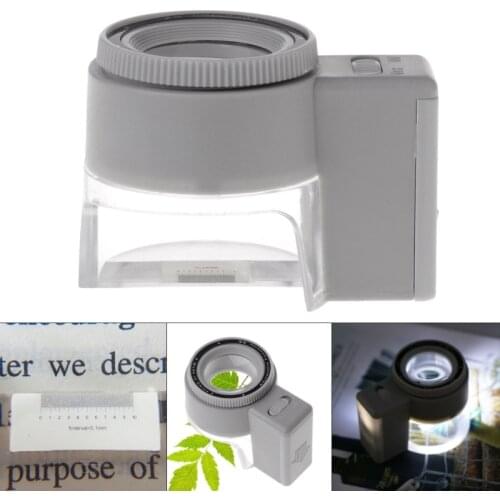 8X Adjustable Stand Bright Magnifier Glass With LED Light Scale Magnifier Tool
