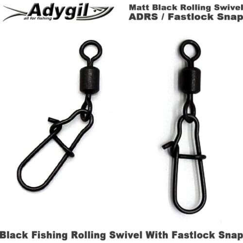 Adygil Matt Black Fishing Rolling Swivel With Fastlock Snap ADRS/Fastlock Snap Rolling Swivel #2 #4 #6 #8 #10 50pcs/lot