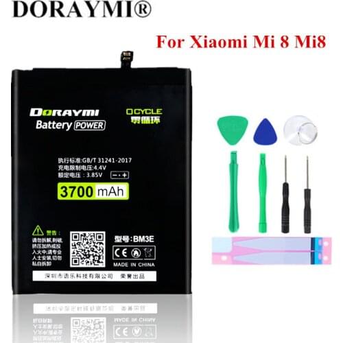 DORAYMI BM3E Battery for Xiaomi Mi 8 Mi8 M8 Bateria 3700mAh High Capacity Phone Replacement Batterie