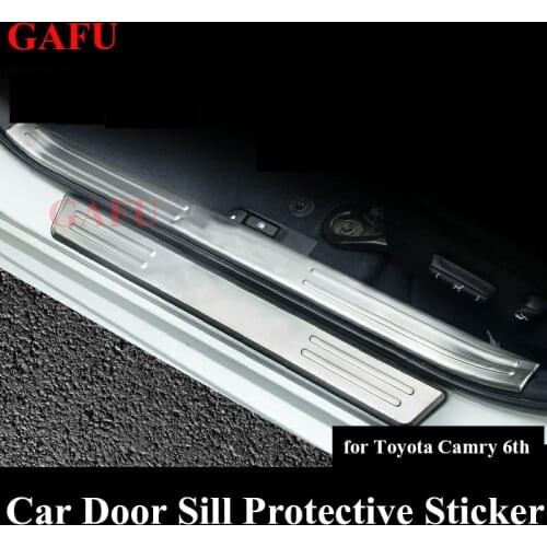 Car Sticker For Toyota Camry Accessories 2006 2007 2008-2014 Door Sill Protector Scuff Plates Leather Door Pedal Sticker Decal