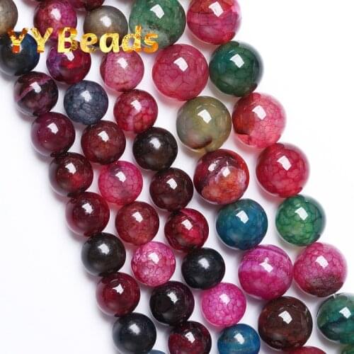 Genuine Mixed-colors Dragon Vein Agates Beads Round Loose Charm Beads For Jewelry Making Necklaces Bracelets For Women 6 8 10mm