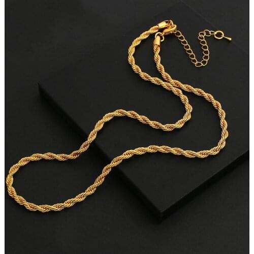 AENSOA Gold Color Metal Swag Twisted Rope Chain Necklaces Chunky Wide Thin Chains Necklaces for Women Men Minimalist Necklace