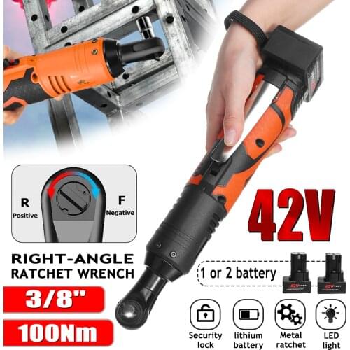 Efficient 42V Electric Wrench Angle Drill Screwdriver 3/8 Cordless Ratchet Wrench Scaffolding 100NM With 1/2 Lithium-Ion Battery