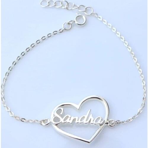 Custom Oblique Heart Bracelet Femme Bileklik Stainless Steel Gold Chain Name Bracelet Personalized Charm Jewelry Couple Gift