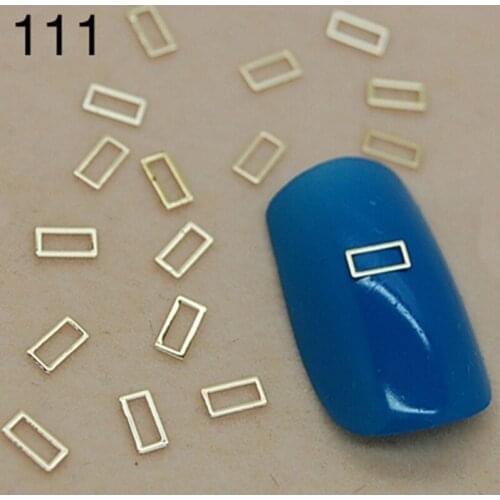 K111 Elongated Golden Metal Nail Art Jewelry Nail Decoration Tiny Slice Metal Stud Accessories