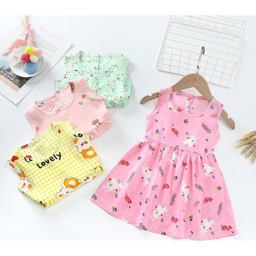 Summer Girls Nightdress Teen Girl Home Clothes Children Nightgowns Kids Sleepwear 2-10 Years Girs Sleeveless Pajamas Dress
