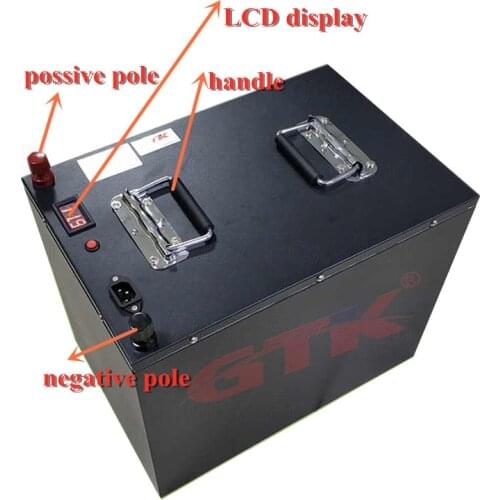 GTK LTO 48V 40Ah Lithium Titanate battery pack with 50A 80A 100A BMS for solar system, ebike and scooter +5A Charger