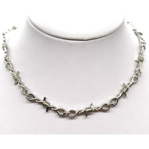 Fashion Punk Wire Brambles Iron Unisex Choker Necklace Women Hip-hop Gothic Barbed Wire Little Thorns Link Chain Choker Necklace