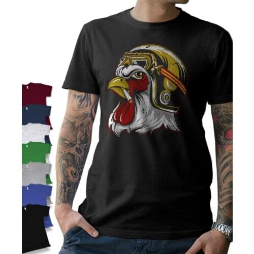 Rooster Biker Motorcycle Oldschool Chopper MC Cafe Racer T-Shirt. Summer Cotton Short Sleeve O-Neck Mens T Shirt New S-3XL