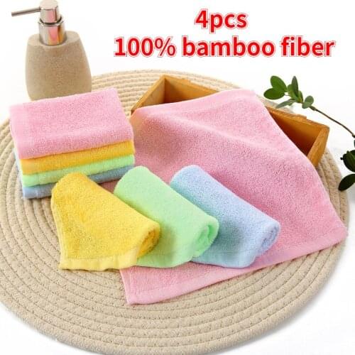 4pcs Wholesale bamboo fiber small square towel 25x25cm kindergarten baby face towel kitchen rag hand towels microfiber towel