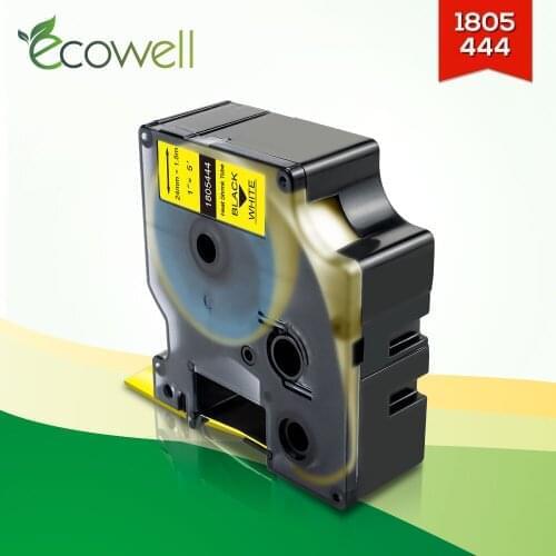 Ecowell 24mm 1805444 Industrial HeatShrink Tube label Black on Yellow compatible for Dymo Rhino 6000 label maker label cartridge