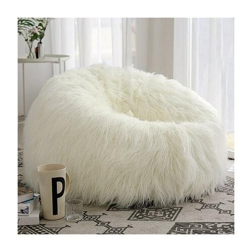 Fluffy Soft Woollen Fur Bean Bag Cover Without Filler Sofa Lazy Couch Chair Kid Party Festival Baby Photography Show Prop Stool