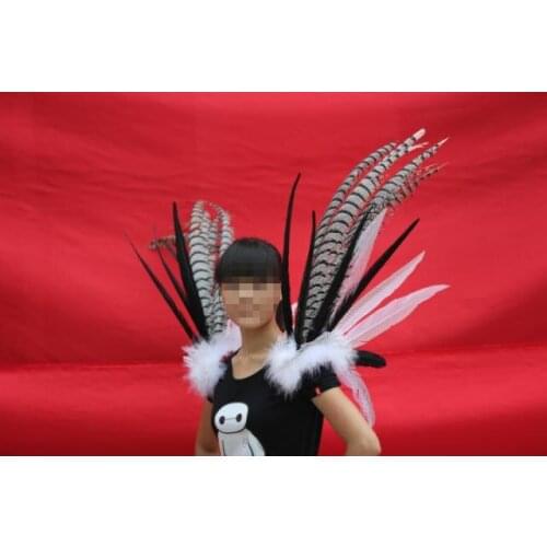 Luxury black and white Angle Wings Props Cosplay photography Game Display Game Party Wedding wing costume props