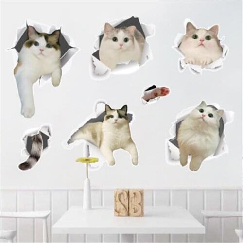 Cat Hole Wall Sticker Self-adhesive Removable For Study Bedroom Living Room Porch Bathroom Door And Window Decoration Wallpaper