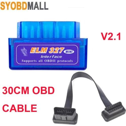 Car Diagnostic Scanner ELM327 Bluetooth V2.1 OBD2 CAN-BUS Tester Supports Android Torque Flat Thin 16Pin OBD 2 Cable Option