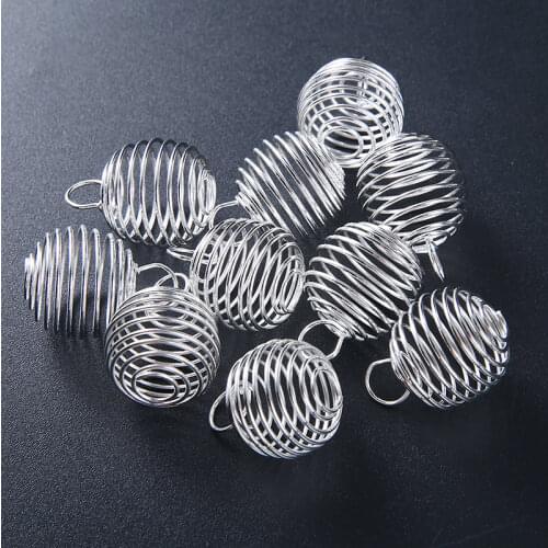 10pcs Spiral Cage Pendant Jewelry Findings Vintage Silver Plated Spiral Bead Cages DIY Pendant For Jewelry Making Accessories