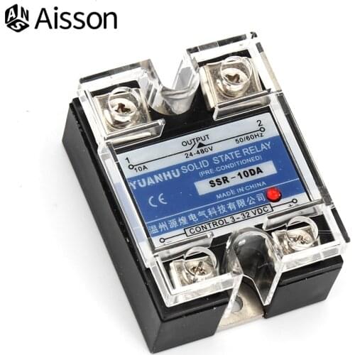 SSR-10DA 25DA 40DA Solid State Relay Single Phase 3-32VDC To 24-380V AC DC Control AC With Shell