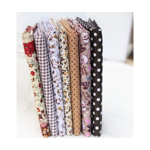 DIY handmade patchwork fabric cloth 25 * 25CM coffee collection plain cotton cloth group 7pcs/lot