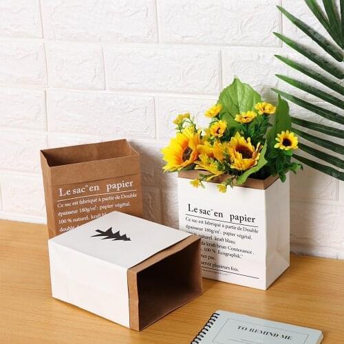 1PC Hot Nordic StyleDouble Layers Vase Flowerpot Kraft Paper Bag Storage Basket Sundries Organize Desktop Ornament Home Decor