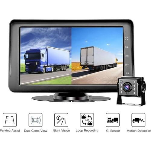 Car DVR 7.0" 1080P Full HD Dual Lens Rear View Dash Cam Car Monitor Video Recorder Auto Camera Detector Registrar For Truck Bus