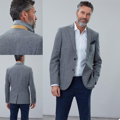 High Quality Men Tuxedos Custom Made Retro Notched Lapel Woolen Blazer Streetwear Fashion Latest Famale Daily Casual Coat
