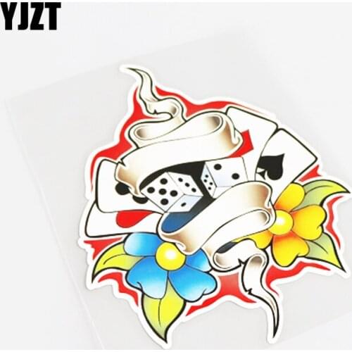 YJZT 12.2CM*15.8CM Cartoon Car Styling Reflective POKER Car Sticker PVC Decals 13-0624