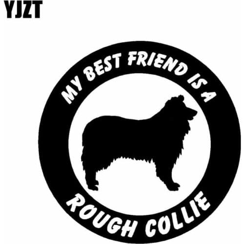 YJZT 15CM*15CM My Best Friend Is A Rough Collie Dog Vinyl Car Window Sticker Black/Silver C2-3221