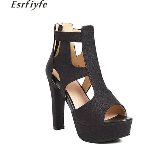 ESRFIYFE 2021 New Summer Women Sandals Sexy Super High Heel Platform Shoes Woman Peep Toe Party Shoes Lady Shoes Big Size 32-48