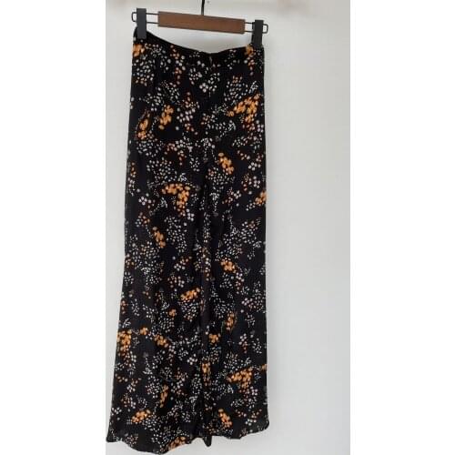 New Colorful print women long skirts viscose Front Slit high waist Fashion Long Skirts