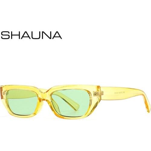 SHAUNA Fashion Small Cat Eye Sunglasses Women Yellow Green Trending Men Stripe Sun Glasses UV400
