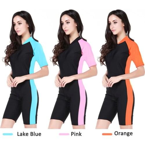 Women Shorty Wetsuit Short Sleeve One Piece Wetsuit Front Zipper Wetsuit for Diving Snorkeling Surfing Swimming Shorty Wetsuit