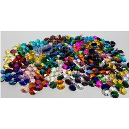1000pc 14mm crystal octagon 1 hole& 2 hoels suncatcher beads prism pendant ass colours