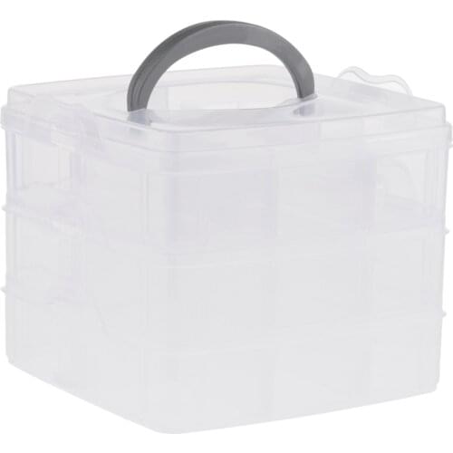 3 Tiers Detachable Plastic Nail Art Storage Box Jewelry Holder Case with Lid