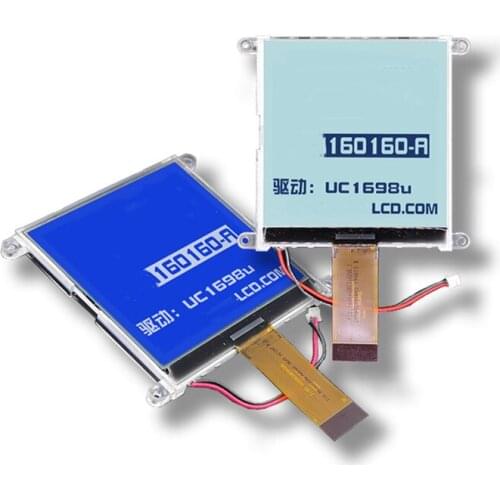 30PIN Parallel COG Graphics 160160 LCD Screen Module with Screw Hole UC1698 Controller 3.3V Grey White Backlight