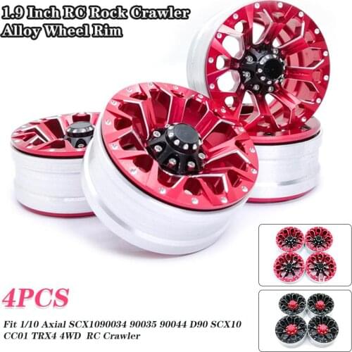 4PCS 1.9 Inch RC Rock Crawler Alloy Wheel Rim Beadlock for 1:10 Axial SCX10 90034 90035 90044 D90 4WD Traxxas TRX-4 RC Car Part
