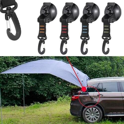 4 Pieces Car Tent Suction Cup with Securing Hook Tie Down Camping Tarp Accessory as Car Side Awning Powerful Suction Cup Hooks