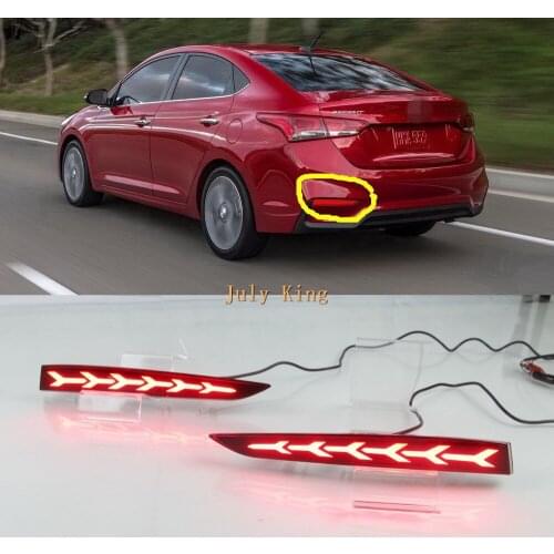 July King LED Car Brake Lights case for Hyundai Accent 2018+, LED Rear Bumper Night Running Warning Light DRL, LED Rear Fog Lamp
