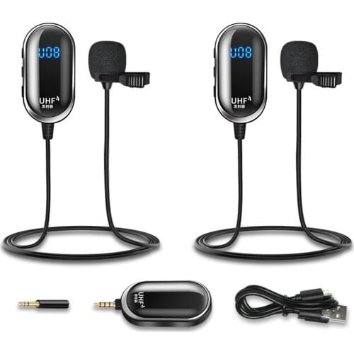 U13 Wireless Lavalier Microphone Portable UHF Wireless Lapel Microphone System Rechargeable Transmitter & Receiver