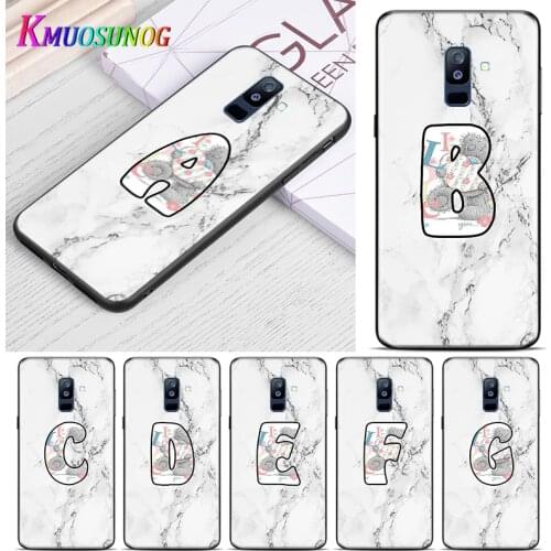 Alphabet Cute Bear Marble For Samsung Galaxy A9 A8 Star A8S A7 A6 A6S A5 A3 Plus 2018 2017 2016 A750 Black Phone Case