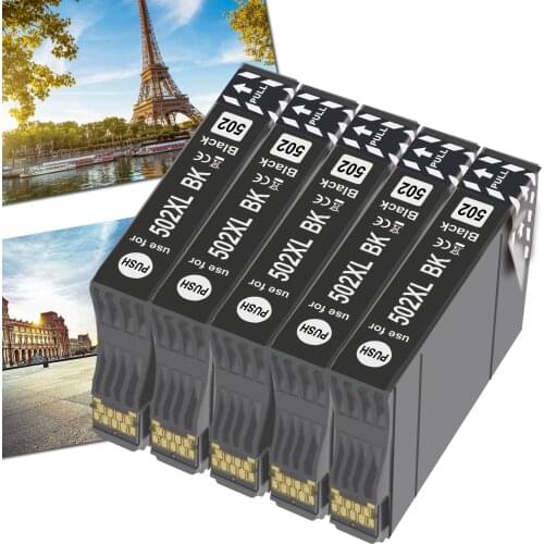 T502 502XL - Ink Cartridge Compatible Epson Expression Home XP-5105 XP-5100 series Workforce WF-2860 WF-2865 series printer 5bk