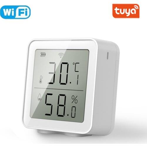 Tuya WIFI Temperature And Humidity Sensor Indoor Hygrometer Thermometer With LCD Display Support Alexa Google Assistant