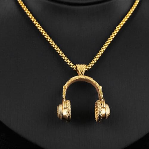 DJ Music Headphone Pendant Necklace Long Chain Men Women Hip Hop Jewelry Rock Headset Necklace Male Gift Hot Sale Unisex
