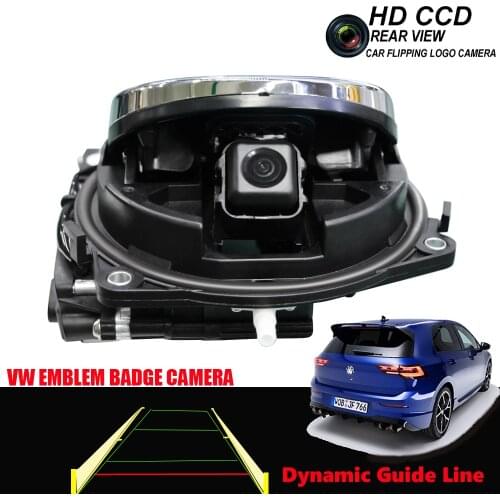 For VW Golf 6 7 MK7 6 Passat CC B6 B7 B8 Polo Flip Logo Emblem Camera Badge Rotating Flipping Camera Dynamic Trajectory Line CCD