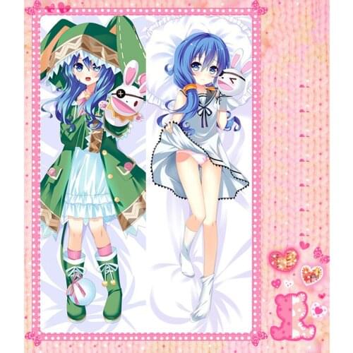 Anime Cartoon Date A Live Yoshino Double Bolster Hugging Pillow Case Cover Pillowcase Peach Skin 2 Way No.7105