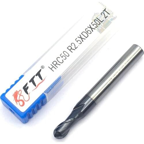 1PC R2.5XD4X50L 2 flute CNC Milling Cutter HRC50 Tungsten Steel Ball Nose End Mill Cutting Tools Solid Carbide Ball Nose