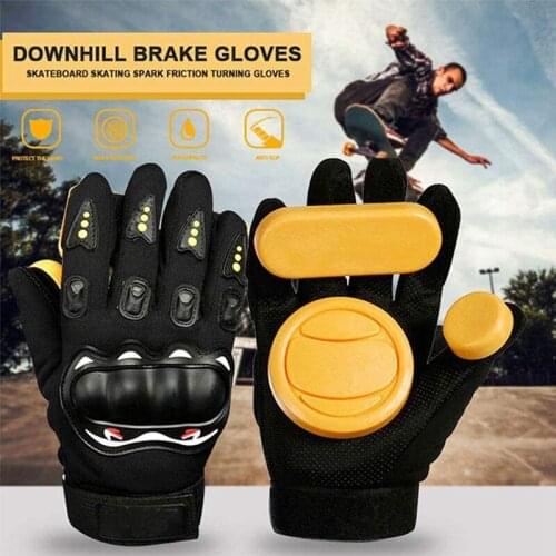 HOT DIY Longboard Slide Gloves Skateboard Gloves Foam Protector Downhill Longboarding Skate Gloves with Slider Puck