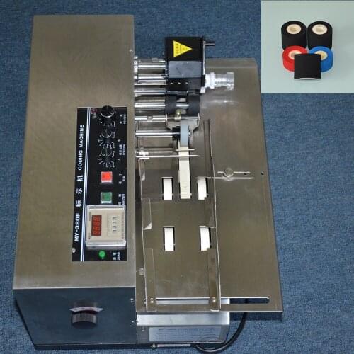 Hot sale mf380 hot ink roll coding machine on pharmacy and food industry with 12 pcs hot roll samples