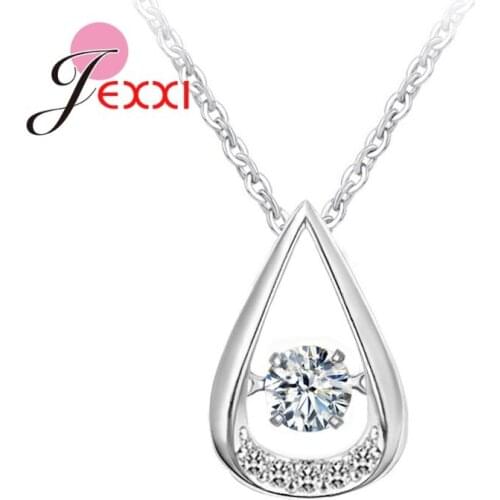 Good 925 Sterling Silver Invisible Choker Necklace for Women Waterdrop Cubic Zirconia Pendant Necklace Female Bijoux
