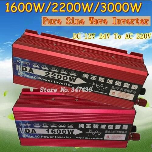 Pure Sine Wave Inverter DC 12v/24v To AC 220V 1600W 2200W 3000W Voltage Transformer Power Converter Solar Inverter LED Display